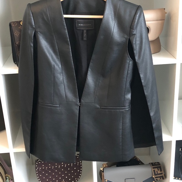 leather cape blazer